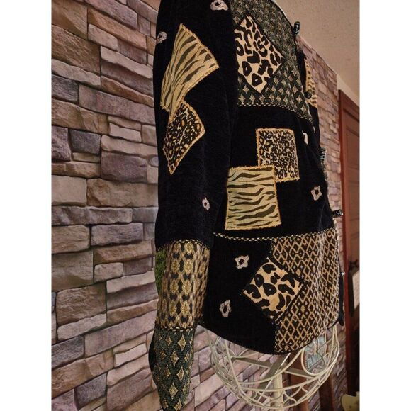 5/$25 Sz Small Alex Kim Animal Print Art Blazer Jacket Unique Abstract Tapestry - Picture 6 of 9